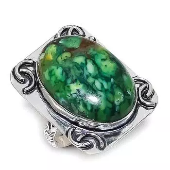Green Dendritic Gemstone 925 Sterling Silver Jewelry Gift Ring Size 8.5 j6A81