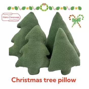 Green Diamond Shape Green Christmas Tree Cushion For Comfort Adding Festive Atmosphere To Home triangle 30cm