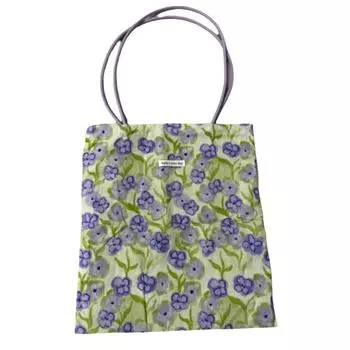 Green Double Sided Tote Bag Large Capacity Shopping Handbags Purple Flower Shoulder Bags Student