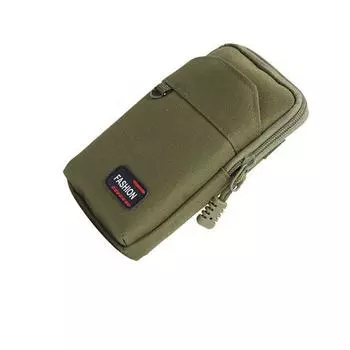 Green Khaki Single/Double Layer Belt Waist Bag Waist Fanny Pack Men Phone Pouch Mobile Phone Bags Single Green