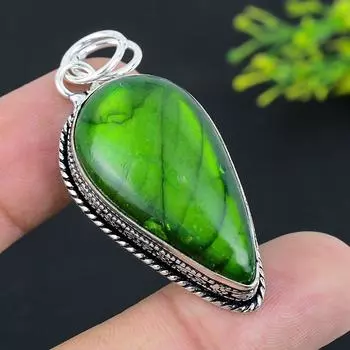 Green Labradorite Gemstone 925 Sterling Silver Jewelry Pendant 2.17 C4v67