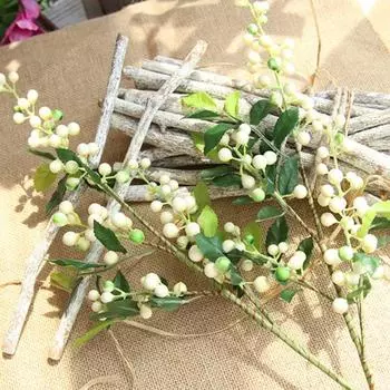 Зеленые листья искусственные ягоды ветка растения букет вечерние домашний свадебный декор