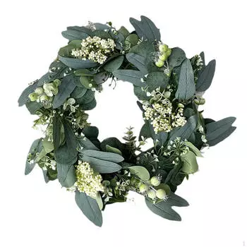 Green Leaves Wreath Decorations Eucalyptus Leaf Lightweight Garland for Porch