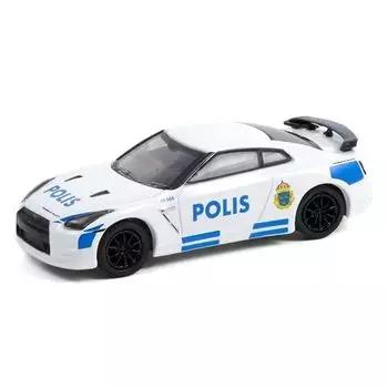 green light 1/64 nissan GT-R R35 Sweden stockholm police Greenlight Hot Pursuit Polis Stockholm Sweden Police mini car [product]