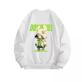 Green Monster Fashionable Printed Top, Autumn and Winter Casual Sportswear, Cotton Sweatshirt M белый