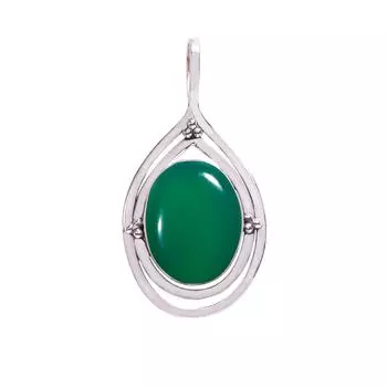 Green Onyx 925 Sterling Silver Pendant V8267, Green Pendant, Oval Pendant, Valentin s Day Gift, Gift For Her, Birthday Gift, Handmade Jewelry, Silver