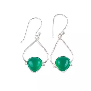 Green Onyx Gemstone 925 Sterling Silver Artisan Jewelry Earrings Gift For Mom EE-33-20