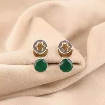 Green Onyx Gemstone 925 Sterling Silver Handcrafted Elegant Stud Earrings 0.8 EE-141-13