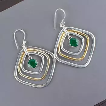 Green Onyx Gemstone 925 Sterling Silver Handmade Jewelry Earrings 2.44 For Gift EE-70-14