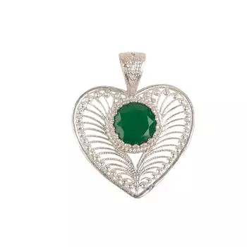Green Onyx Gemstone 925 Sterling Silver Jewelry Handcrafted Wedding Pendant 1.4 CP-15-17
