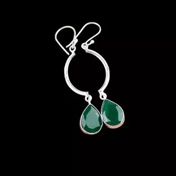 Green Onyx Gemstone 925 Sterling Silver Jewelry Handmade Wedding Earrings 2.60 EE-43-16