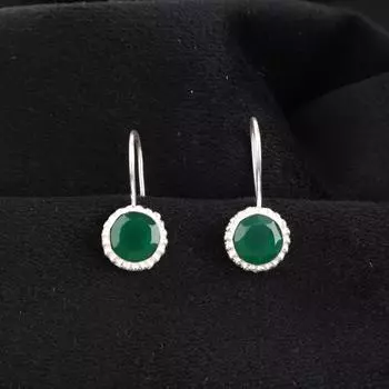 Green Onyx Gemstone 925 Sterling Silver Jewelry Handmade Earrings 0.93 For Gift EE-177-19