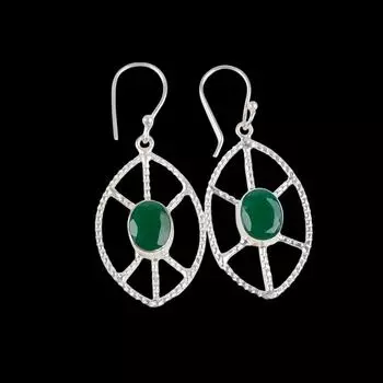 Green Onyx Gemstone 925 Sterling Silver Jewelry Handmade Dangle Earrings 2.00 EE-48-13