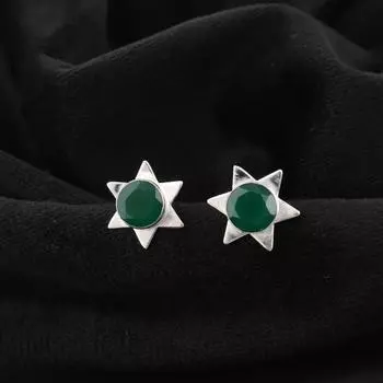 Green Onyx Gemstone 925 Sterling Silver Jewelry Handcrafted Wedding Studs 0.44 EE-175-19