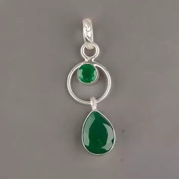 Green Onyx Gemstone 925 Sterling Silver Women Gift Jewelry Handmade Pendant1.80 PP-10-17
