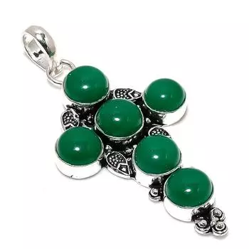 Green Onyx Gemstone Handmade 925 Sterling Silver Jewelry Pendant 2.76 h2e44