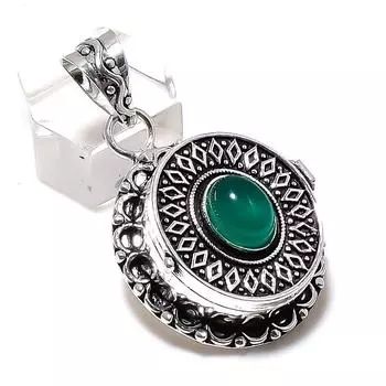 Green Onyx Gemstone Handmade 925 Sterling Silver Jewelry Pendant 1.77 V1h53