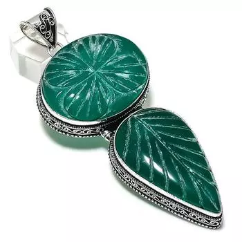 Green Onyx Gemstone Handmade 925 Sterling Silver Jewelry Pendant 3.94 W0S23