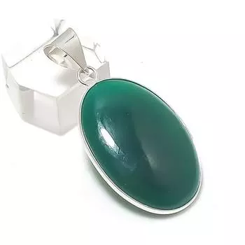 Green Onyx Gemstone Handmade 925 Sterling Silver Jewelry Pendant 1.69 F1R80