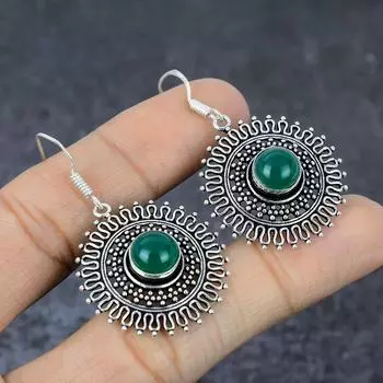 Green Onyx Gemstone Handmade 925 Sterling Silver Gift Jewelry Earring 2 C5n96
