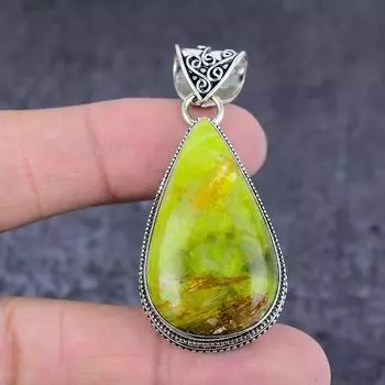 Green Opal Gemstone Handmade 925 Sterling Silver Gift Jewelry Pendant 2.21 u5v82