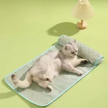 Зеленый коврик для домашних животных, летний ледяной матрас для кошек, быстро охлаждающая кровать для собак, подходит для маленьких и средних кошек и собак M 45x60cm зелёный