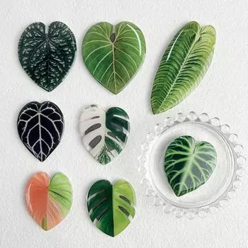 Green Plant Leaves Refrigerator Magnet Simulation Leaves Acrylic Fridge Magnet INS Style Decorative Patch Magnet Sticker