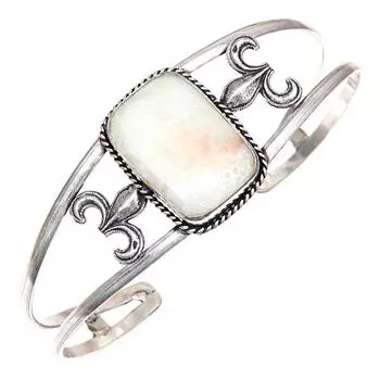 Green Septerian Gemstone Antique Silver Jewelry Cuff Bracelets 7 Adjustable