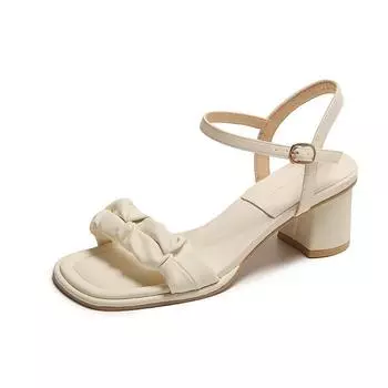 Green significant other real soft leather bag head sandals women s new niche thick heel with fashion 35