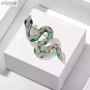 Green Snake Shaped Brooch Sweater Needle One Size зелёный
