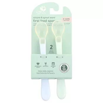 Green Sprouts, силикон и Sprout Shield®, первая ложка, 6+ месяцев, легкая, упаковка 2 шт.