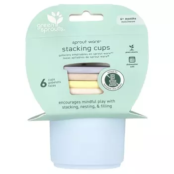 Green Sprouts, Sprout Shield® Stacking Cups, 6 месяцев+, разноцветные, 6 стаканчиков