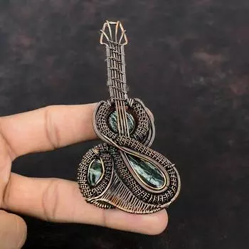 Green Swiss Opal Pendant Copper Wire Wrapped Pendant Natural Gemstone Pendant Copper Jewelry Gift For Her Guitar Pendant Birthstone Pendant