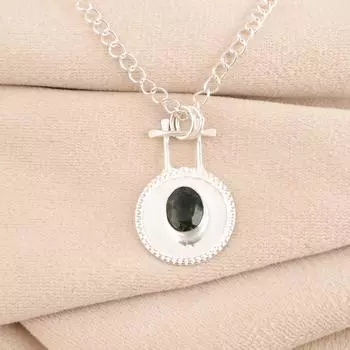 Green Tourmaline Gemstone 925 Sterling Silver Handcrafted Necklace Pendant 1.4 PP-57-9