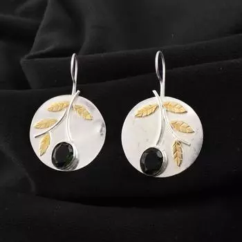 Green Tourmaline Gemstone 925 Sterling Silver Jewelry Handcrafted Earrings 1.73 EE-176-6