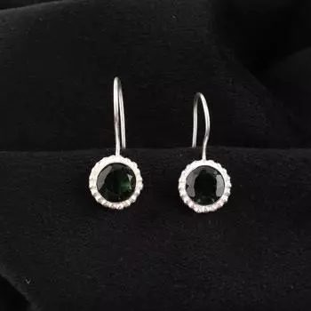 Green Tourmaline Gemstone 925 Sterling Silver Jewelry Handmade Earrings 0.93 EE-177-2