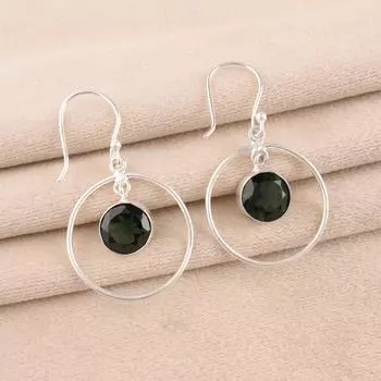 Green Tourmaline Gemstone 925 Sterling Silver Jewelry Handmade Earrings 1.60 EE-5-41
