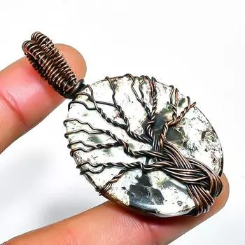 Green Tourmaline Gemstone Handmade Copper Wire Wrap Jewelry Pendant 2.17 2.17 зелёный