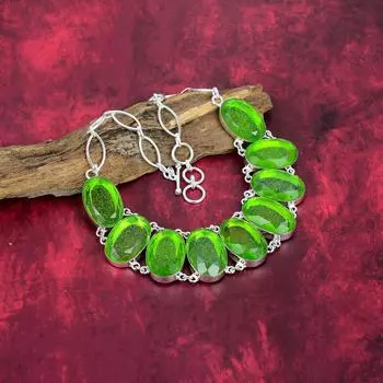 Ожерелье из чистого серебра 925 пробы с зеленым триплетом опала, ювелирные изделия ручной работы с драгоценными камнями, подарки для жены, совершенно новое ожерелье Adjustable with 18 inches зелёный