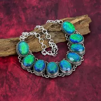Ожерелье из чистого серебра 925 пробы с зеленым триплетным опалом, ожерелье ручной работы с драгоценными камнями, подарки для жены, совершенно новое ожерелье Adjustable With 18 Inches зелёный