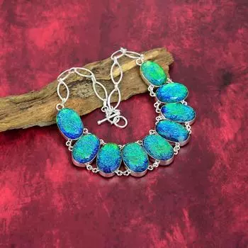 Ожерелье из чистого серебра 925 пробы с зеленым триплетом опала, ювелирные изделия ручной работы с драгоценными камнями, подарки для жены, совершенно новое ожерелье Adjustable with 18 inches зелёный