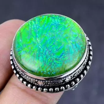 Green Triplet Opal Gemstone Handmade 925 Steling Silver Jewelry Ring Size 9 s0T58