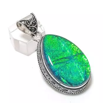 Green Triplet Opal Gemstone Handmade 925 Sterling Silver Pendant 2.25 h1j58