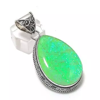 Green Triplet Opal Gemstone Handmade 925 Sterling Silver Pendant 2.21 g4E82