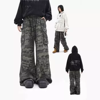 Green Womens Jeans High Waist Vintage Straight Baggy Y2K Denim Pants Hip Hop Fashion Wide Leg Denim Trouser XXL