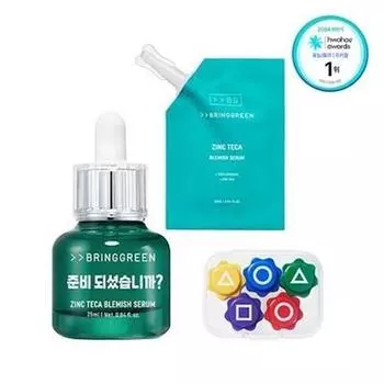 GREEN X Squid Game Zinc Teca Blemish Serum 25 мл Refill Kit (+25 мл наполнитель + Гонгги):