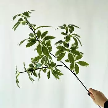 Greenery Artificial Leaf Plant With Silk Print Cloth Home Office Decor Wedding White Green