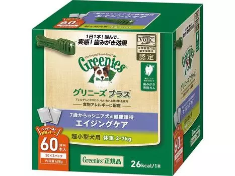 Greenies Plus Aging Care для очень маленьких собак 60 шт. x 2 Зубная паста и жевательная резинка для собак 2-7 кг (30 мешков)
