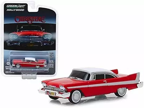 Greenlight 1958 Plymouth Fury красно-белая топовая версия Christine литая модель автомобиля 44840B (Затемняющее окно) (1983) 1/64
