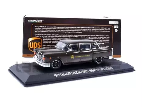 Greenlight American Mini Car Checker Taxi 1975 Checker Taxicab UPS Canada 1/43 чёрный